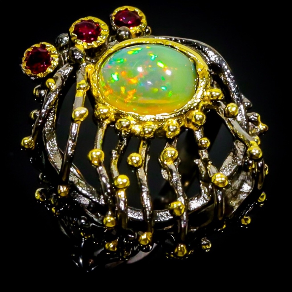 Artistic Ring With Genuine Ethiopian Opal 275$